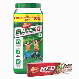 Dabur Glucose -D Insant Energy Boost With Vitamin D - 1 Kg With Dabur Red Paste 200g Free